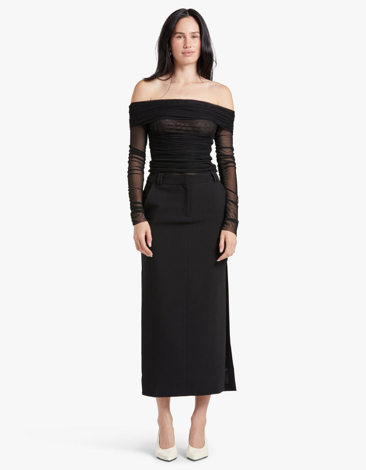 Irena Side Split Maxi Skirt - Black