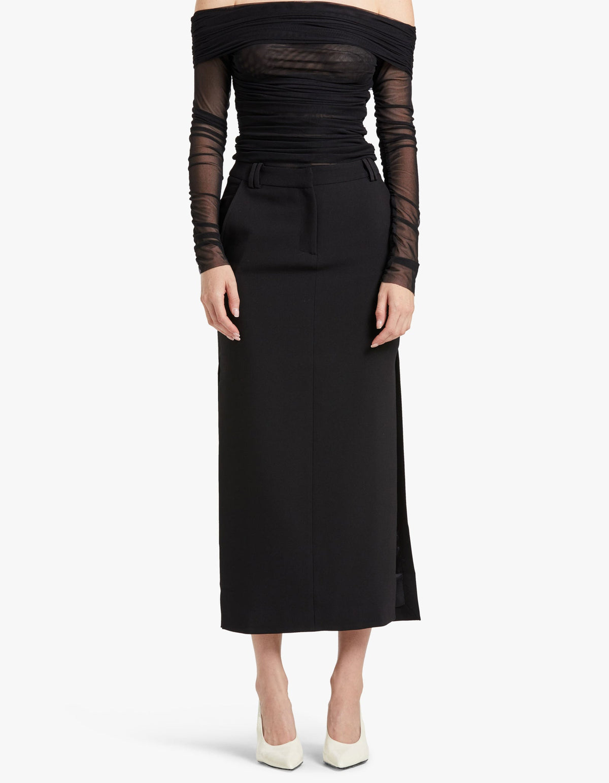 Irena Side Split Maxi Skirt - Black