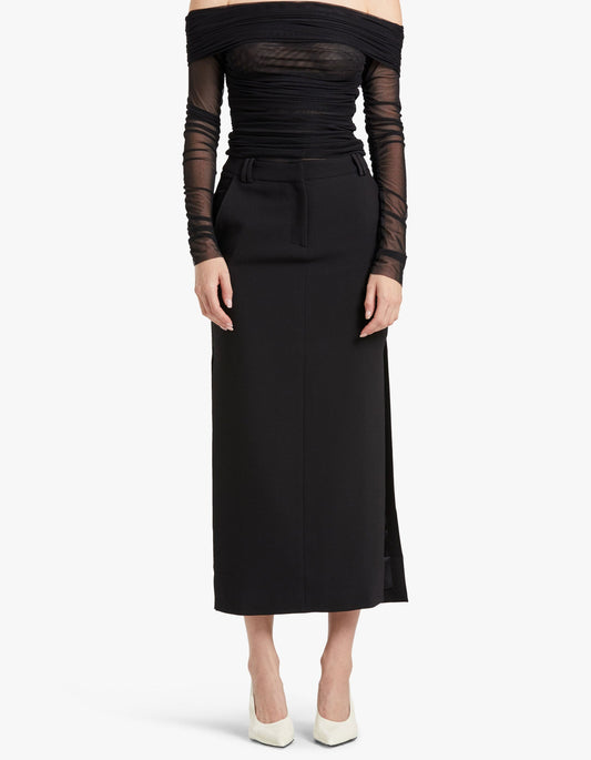 Irena Side Split Maxi Skirt - Black