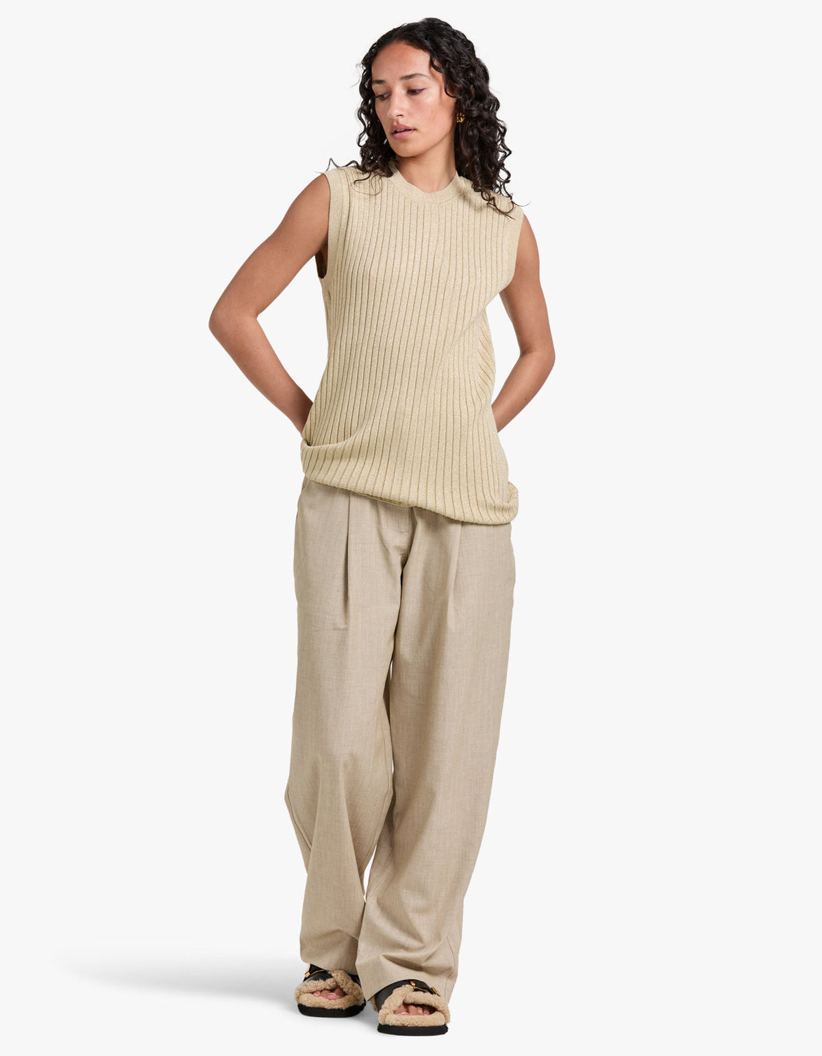 Livia Sleeveless Tunic Top - Champagne