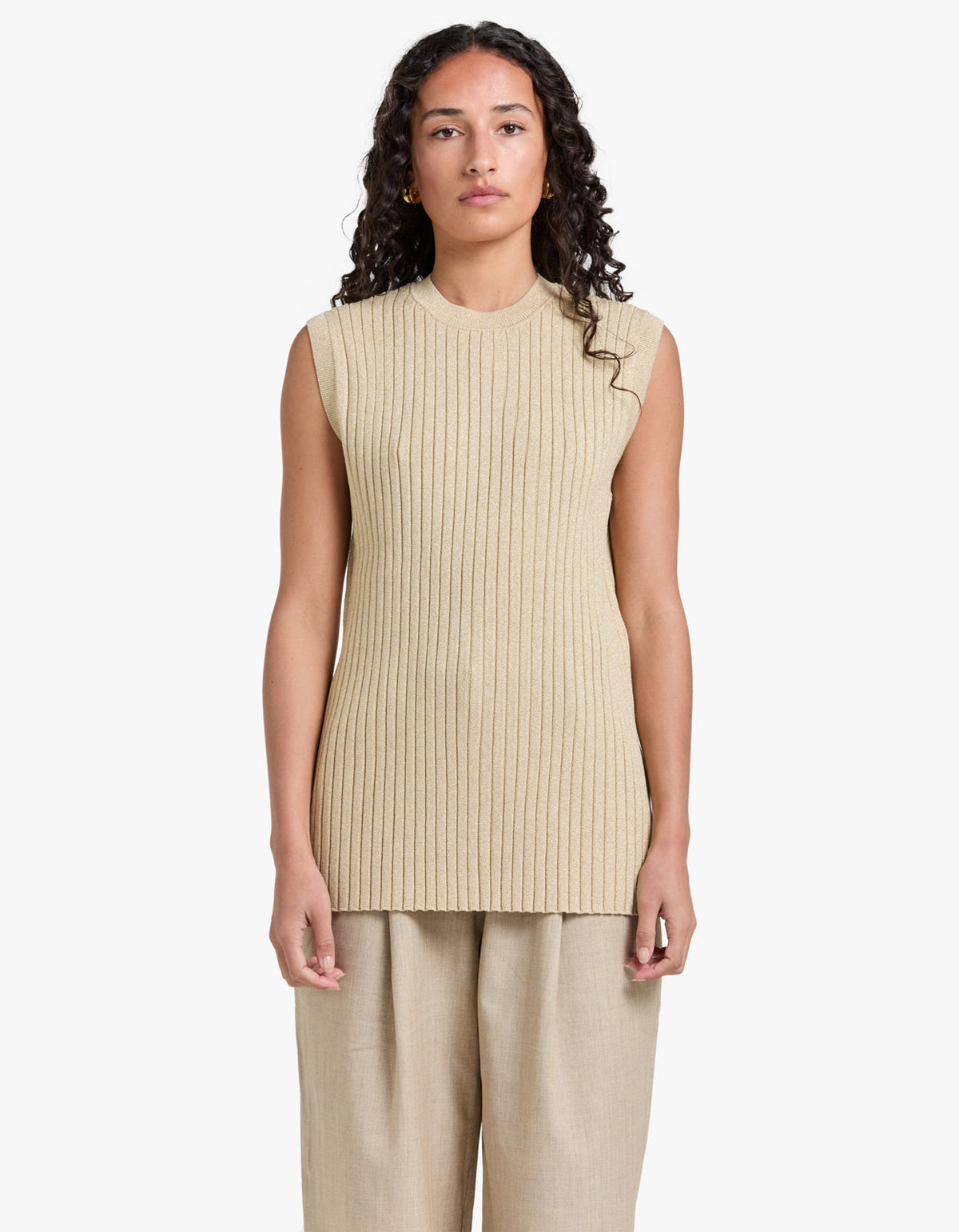 Livia Sleeveless Tunic Top - Champagne