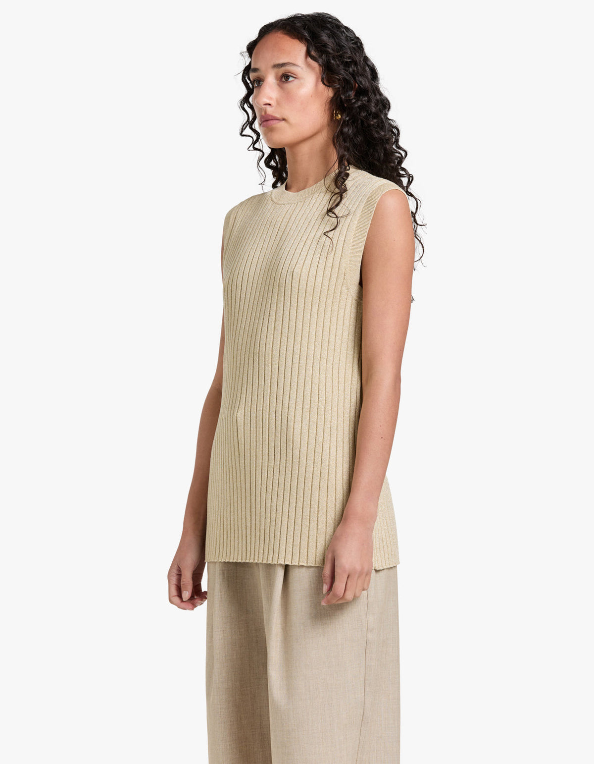 Livia Sleeveless Tunic Top - Champagne