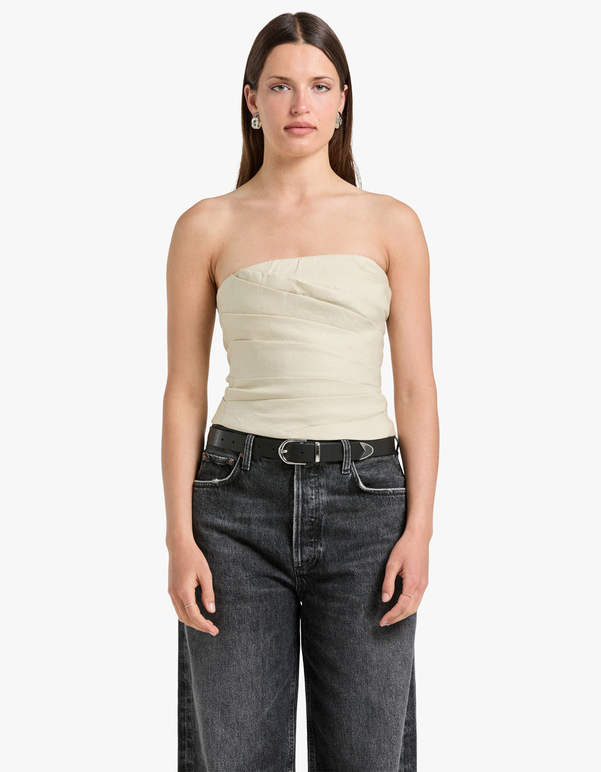 Kasbah Strapless Draped Bodice - Oyster