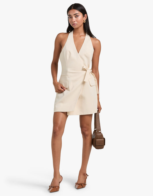 Irena Tailored Wrap Mini Dress - Rice