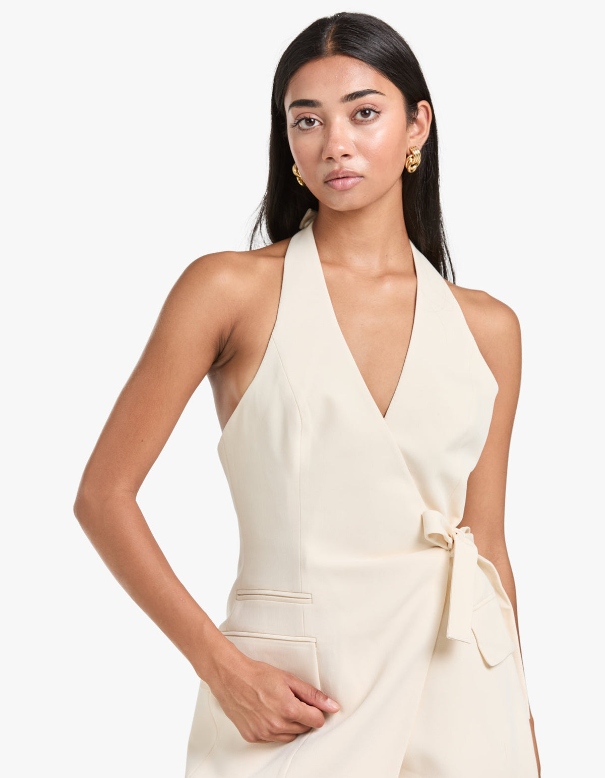 Irena Tailored Wrap Mini Dress - Rice