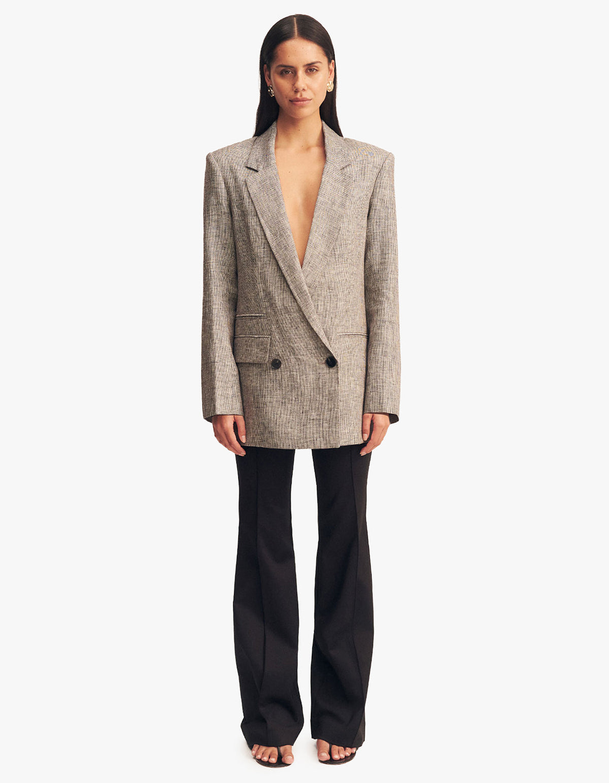 Elliot Double Breasted Blazer - Concrete