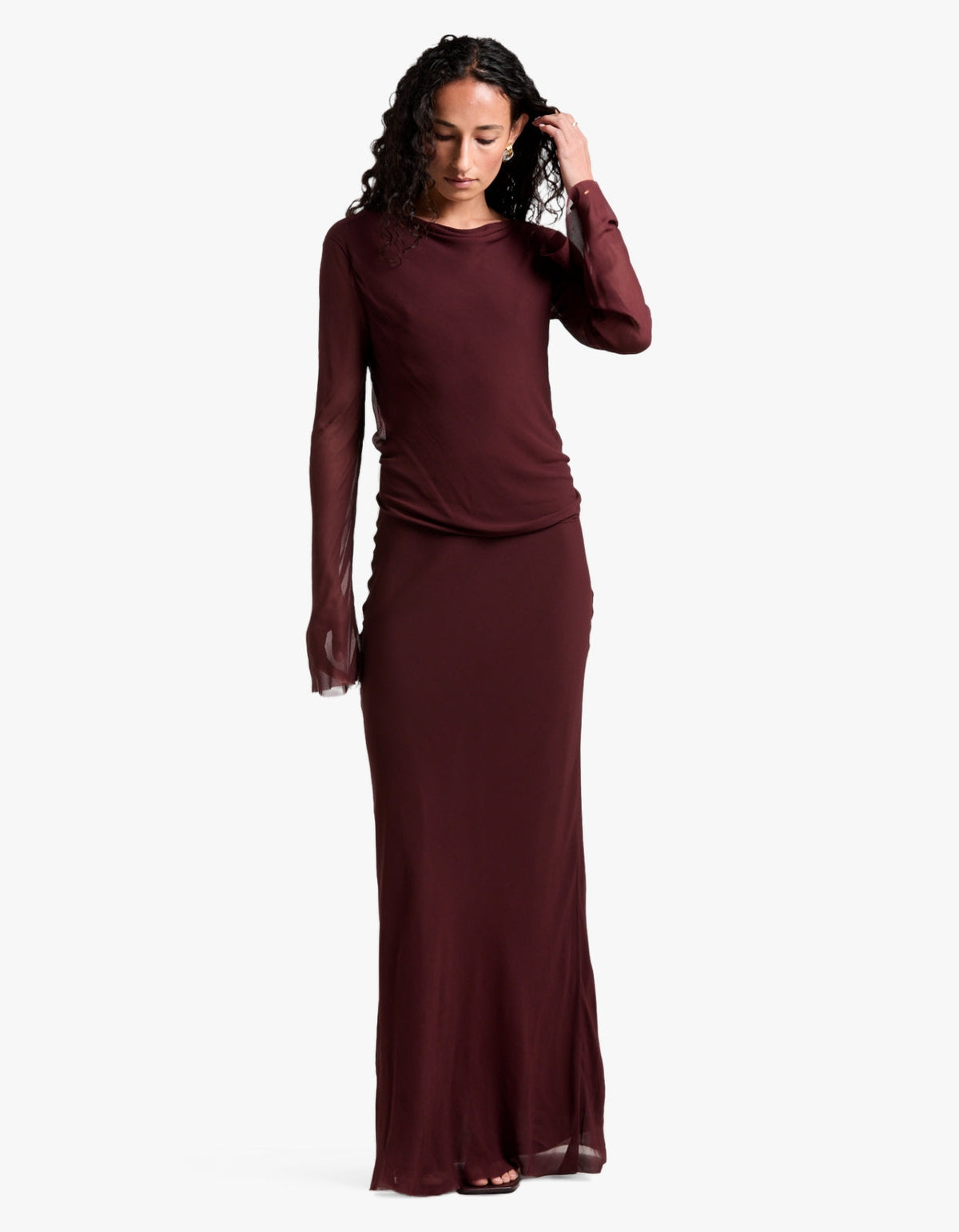 Amanda L/S Maxi Dress - Raisin