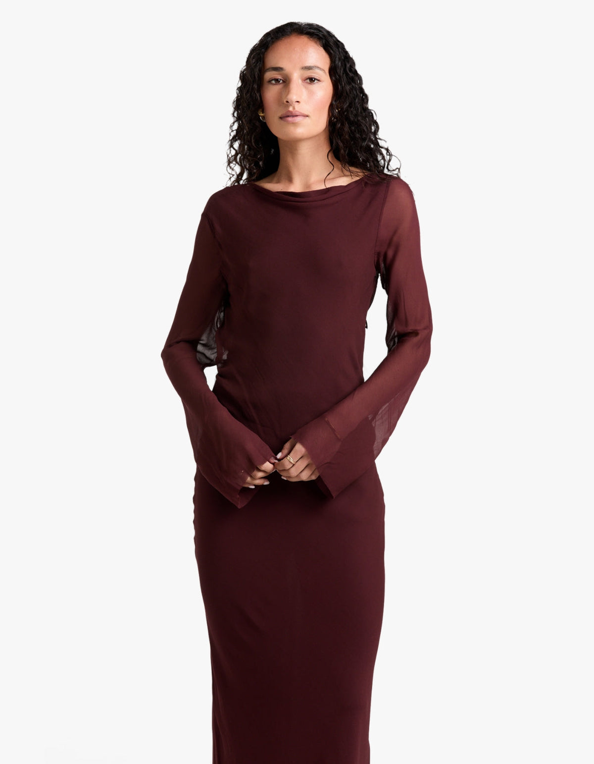 Amanda L/S Maxi Dress - Raisin