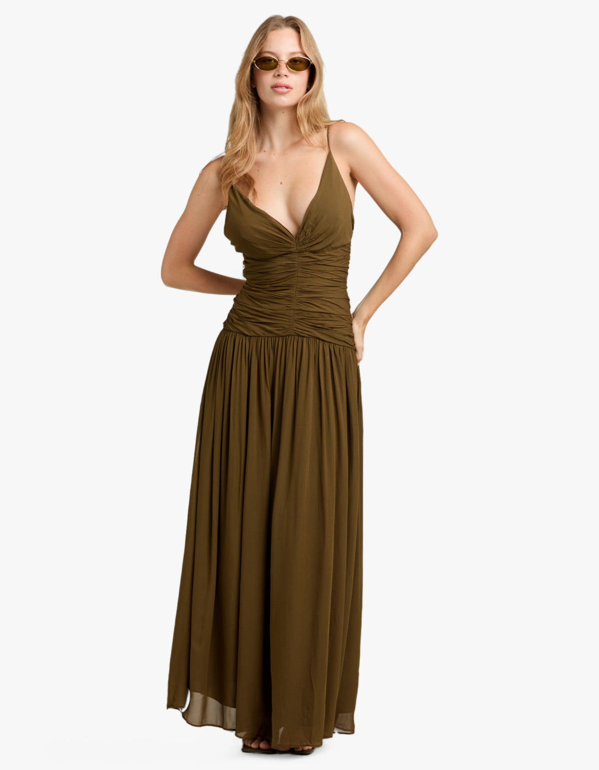 Juno Gathered Bodice Maxi Dress - Jungle