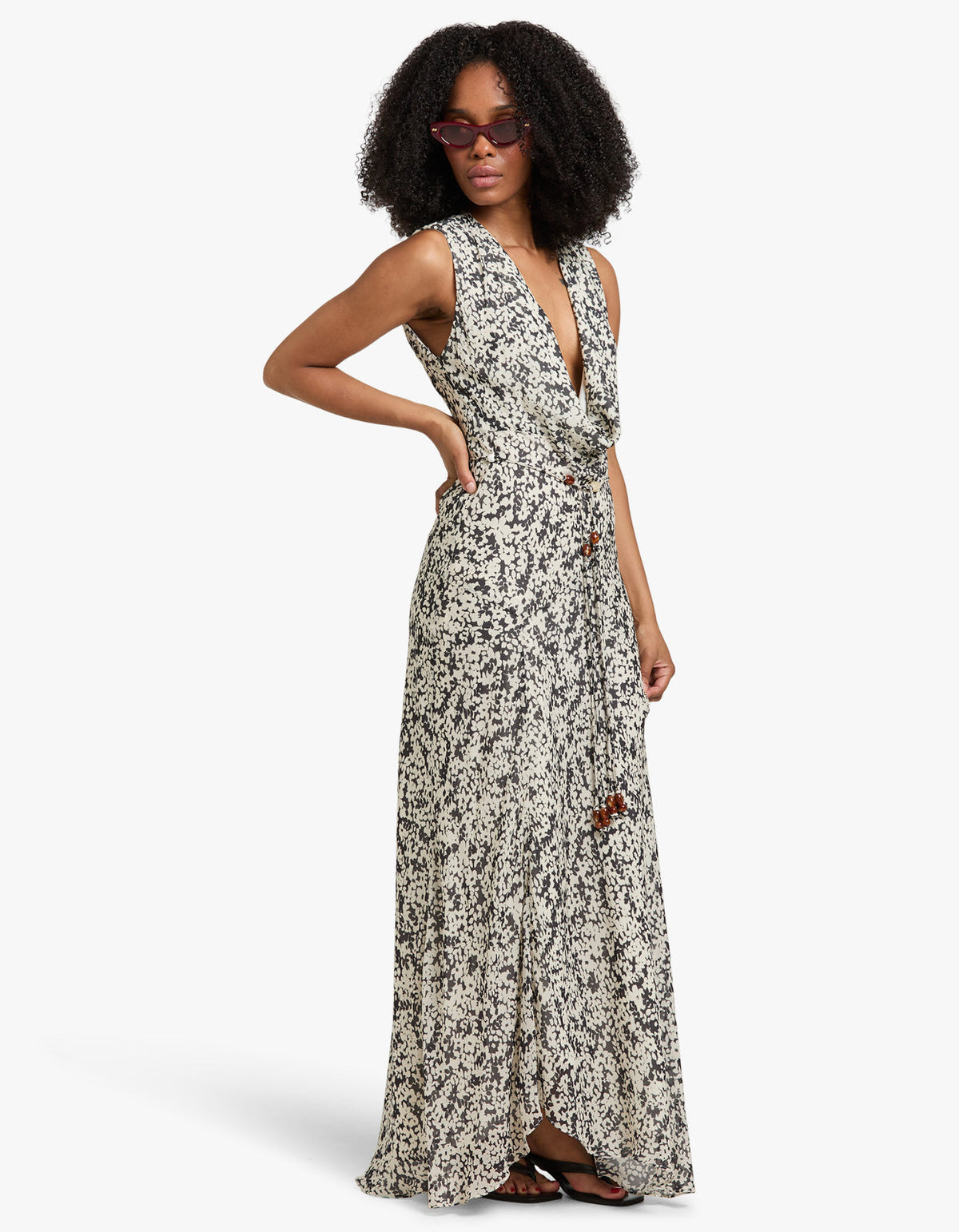 Ophelia Low Cowl Maxi Dress - Pavement Multi