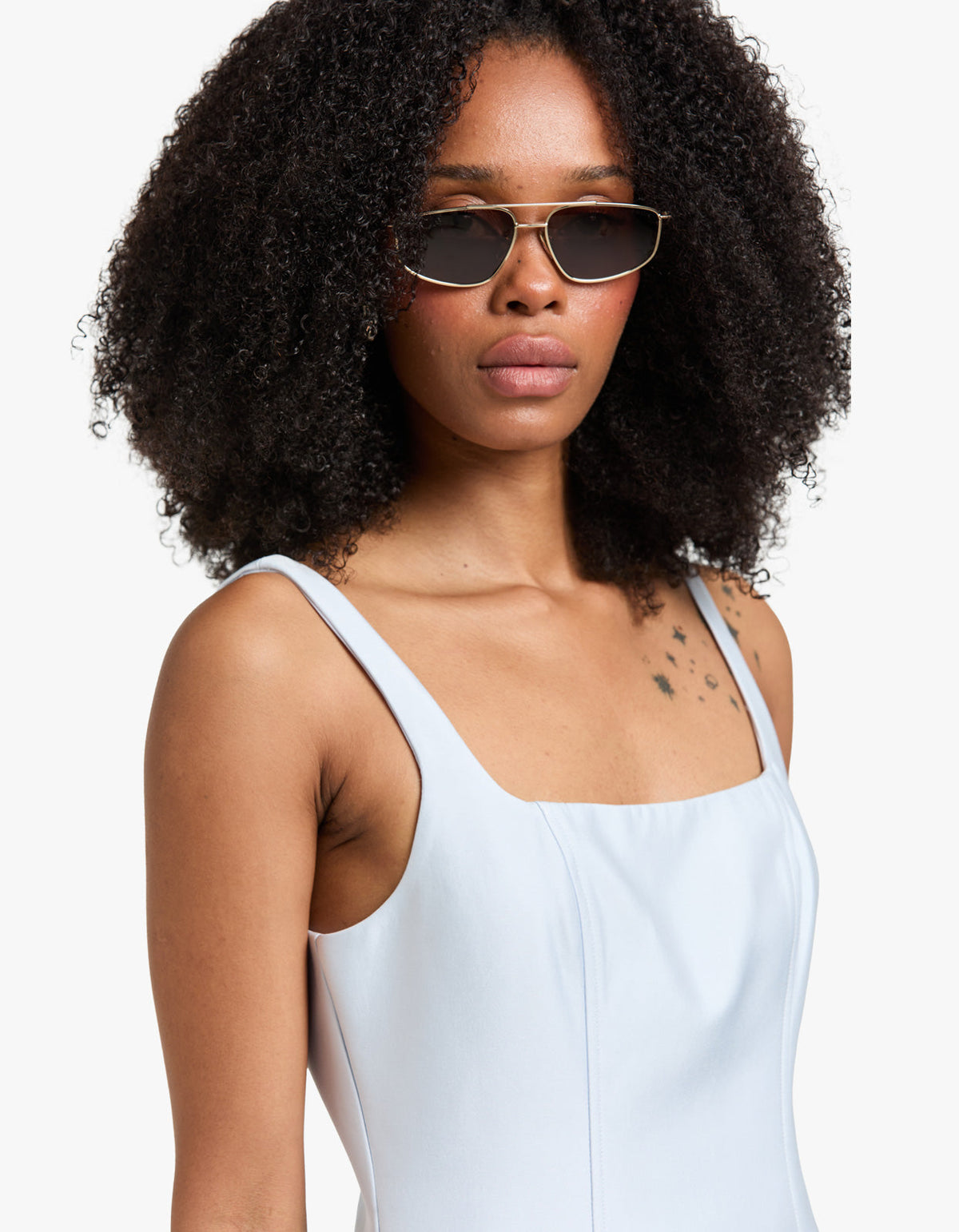 Otis Square Neck Mini Dress - Sky