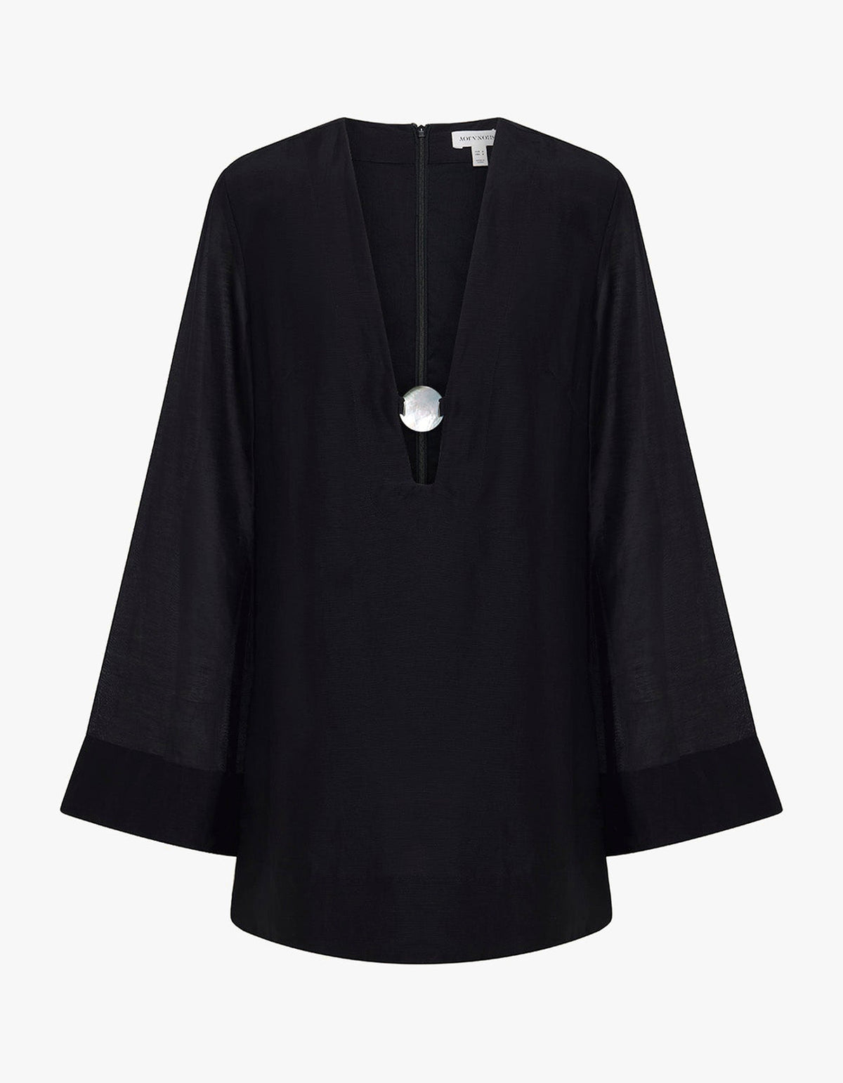Paloma Plunged Long Sleeve Mini Dress - Black