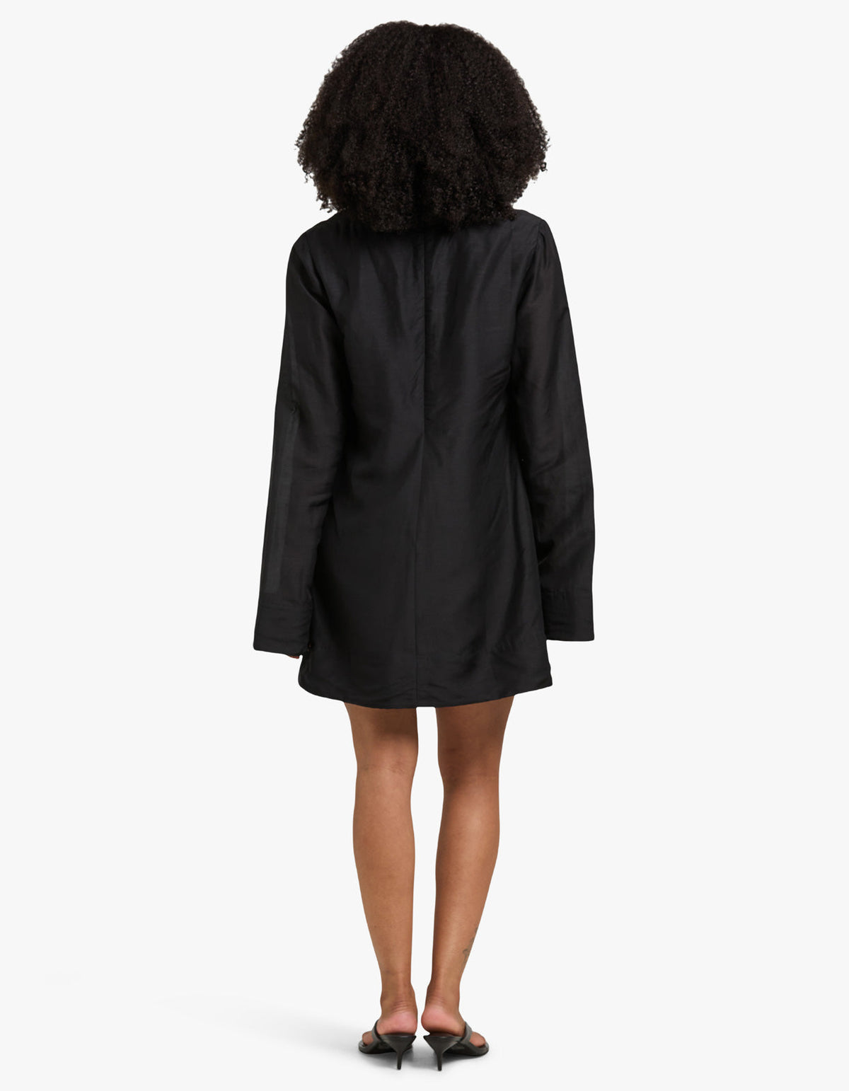 Paloma Plunged Long Sleeve Mini Dress - Black