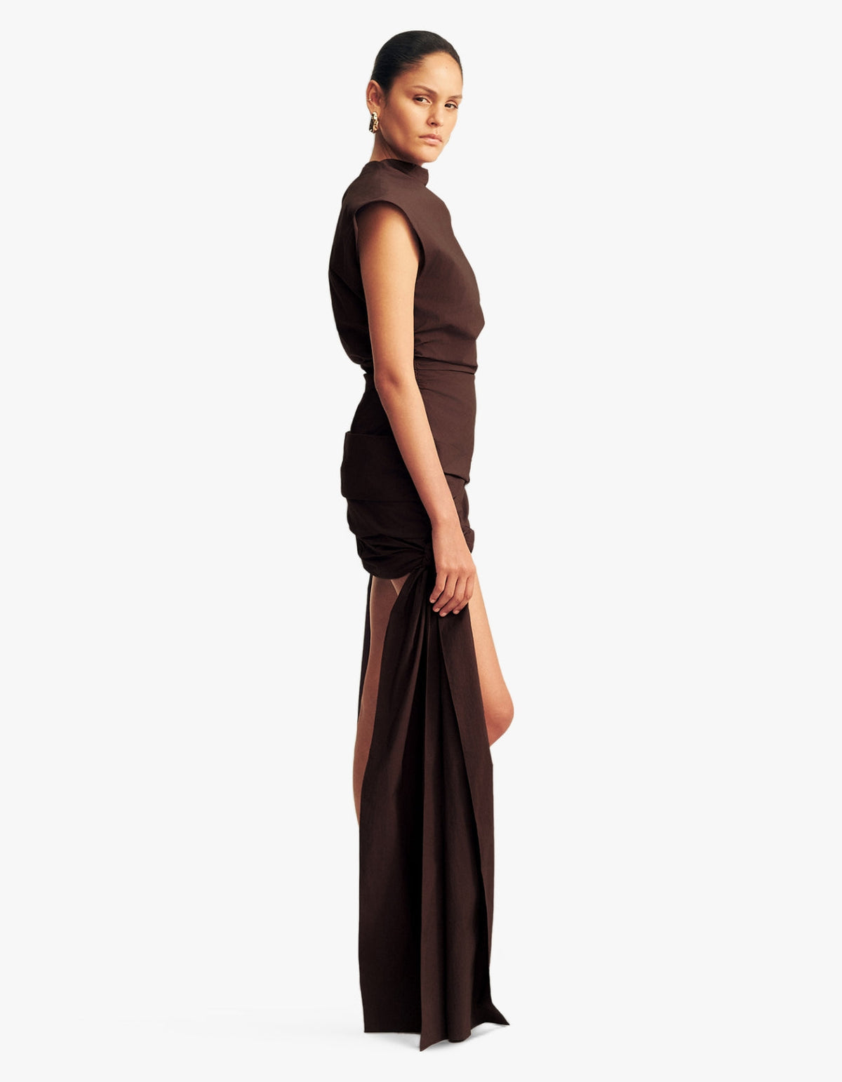 Campbell Draped Tie Mini Dress - Ristretto