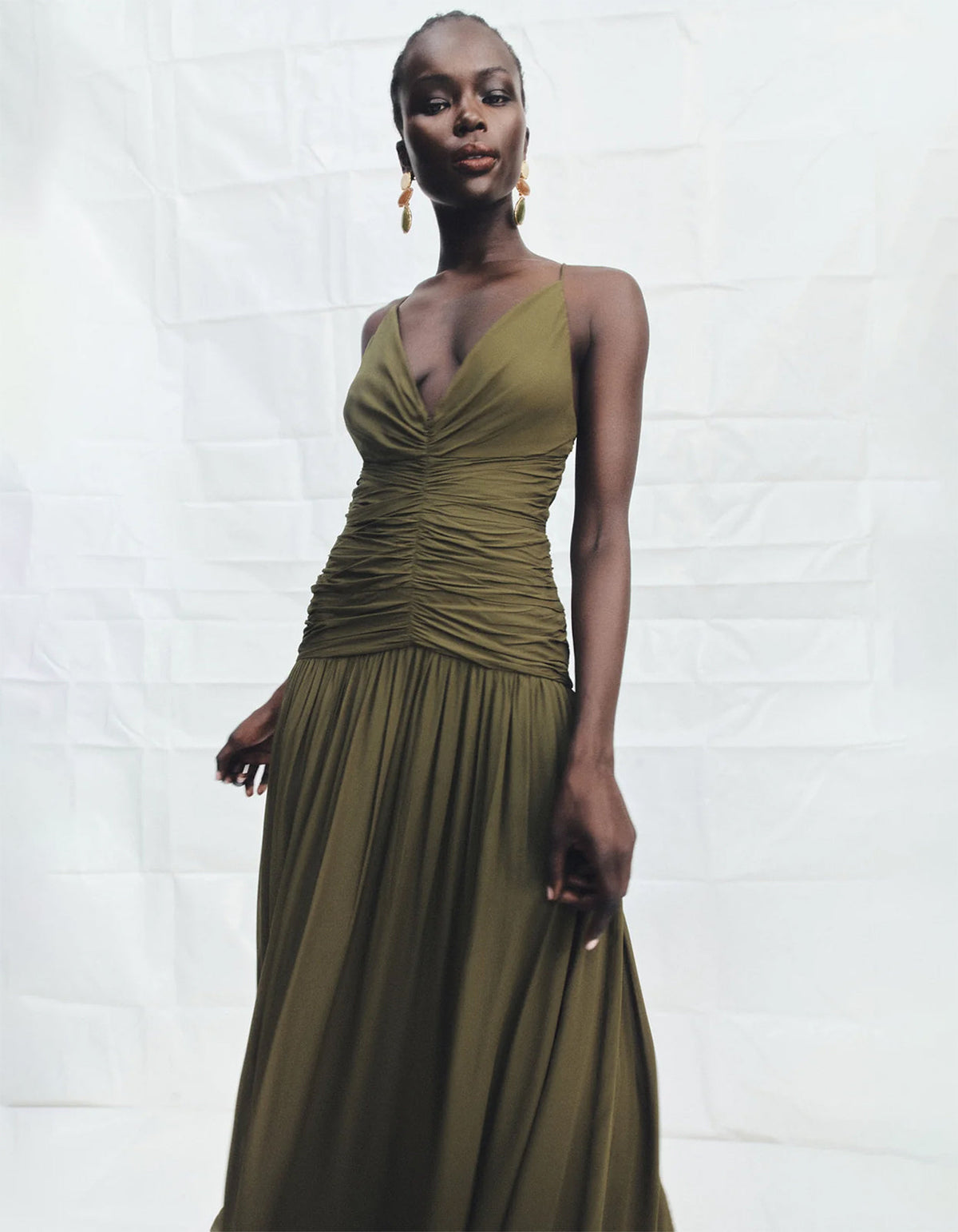 Juno Gathered Bodice Maxi Dress - Jungle
