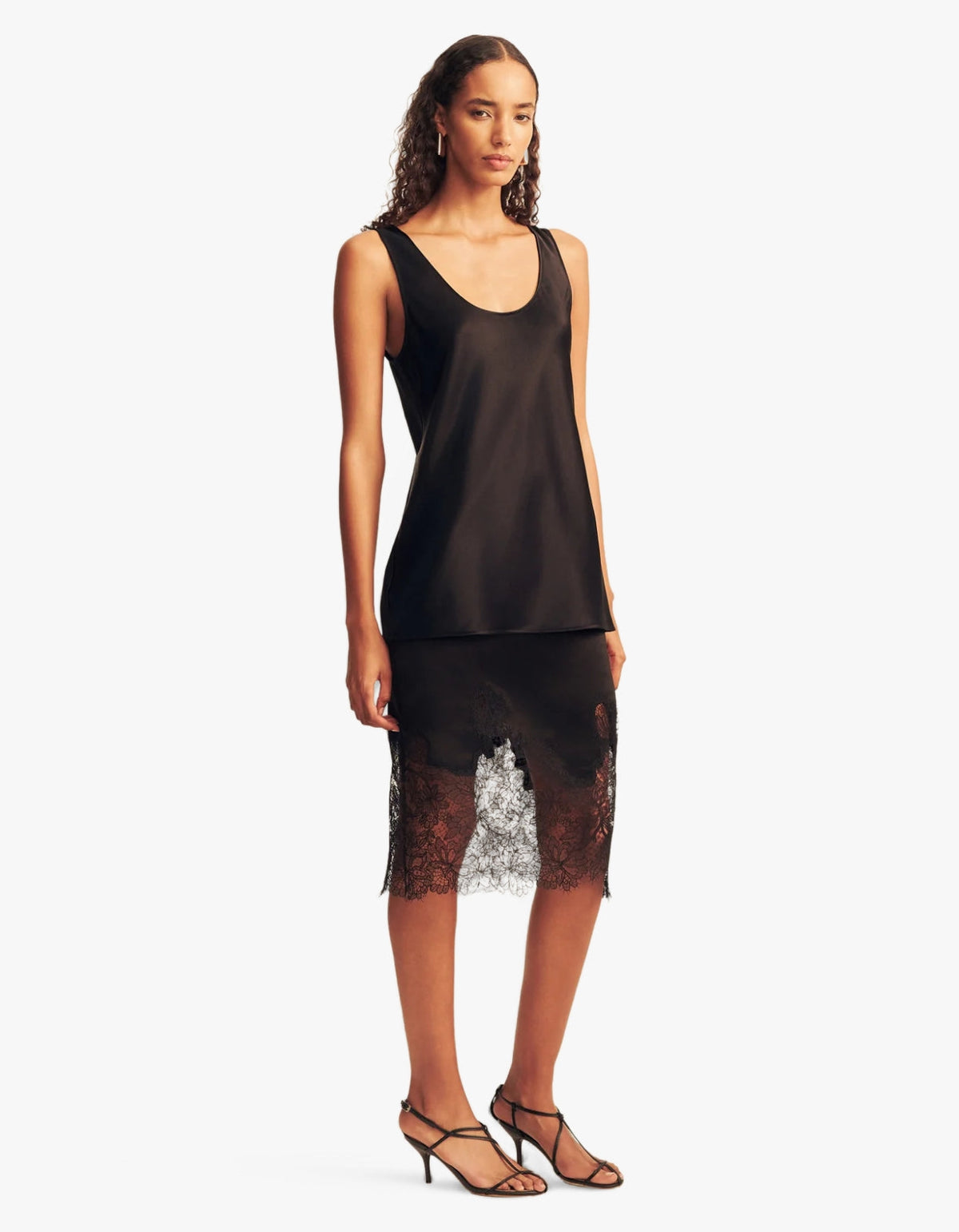 Lucia Lace Midi Skirt - Black