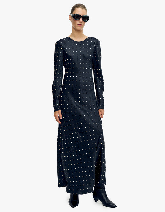 Full Sleeve Bias Dress - Small Polka Dot