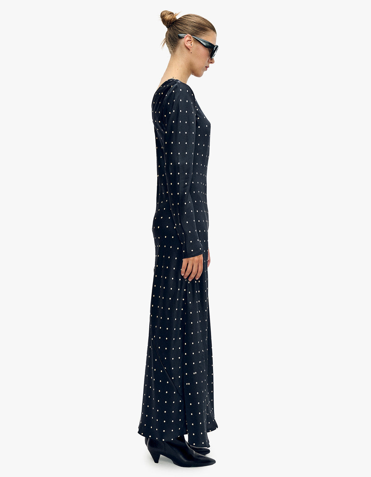 Full Sleeve Bias Dress - Small Polka Dot