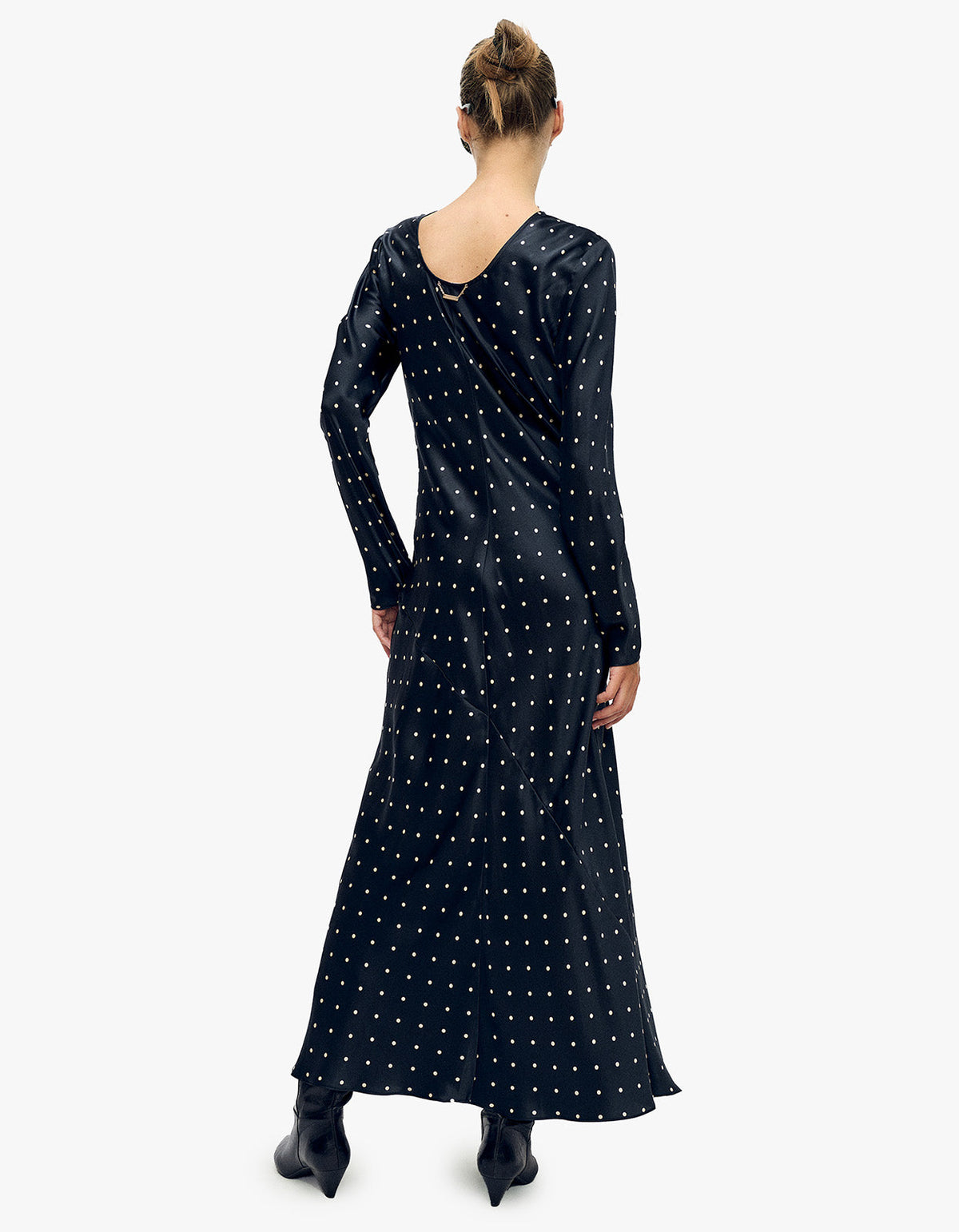 Full Sleeve Bias Dress - Small Polka Dot