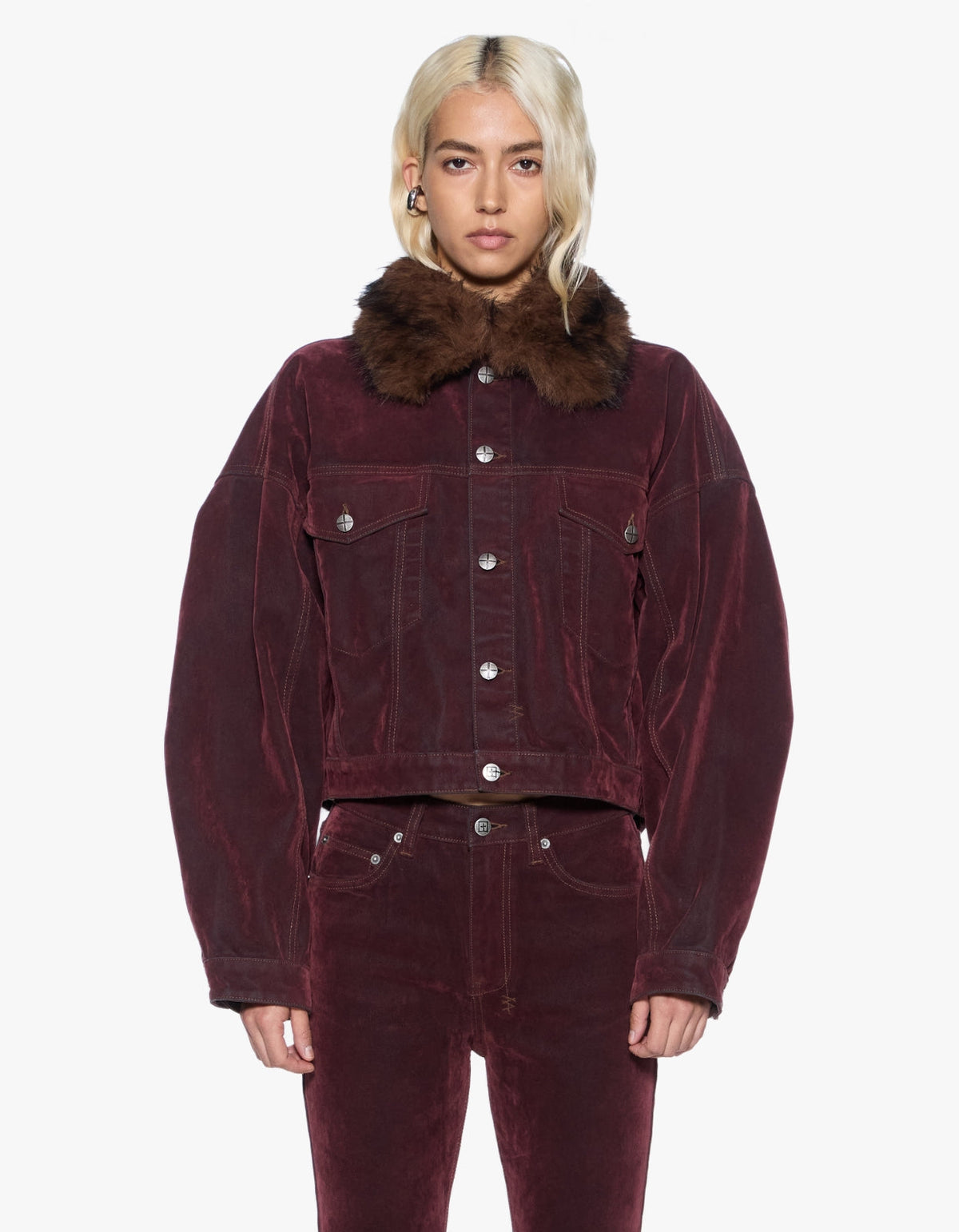 Relaxed Trucker Jacket - Merlot