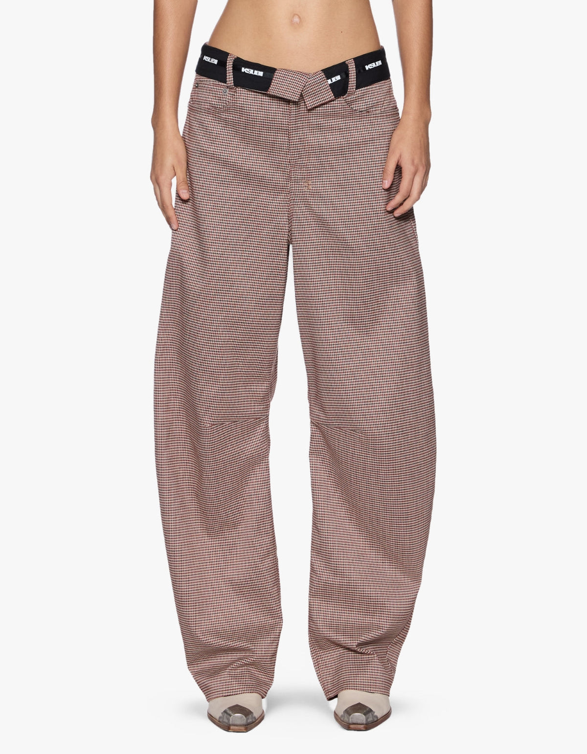 Barrel Trouser Flip - Houndstooth