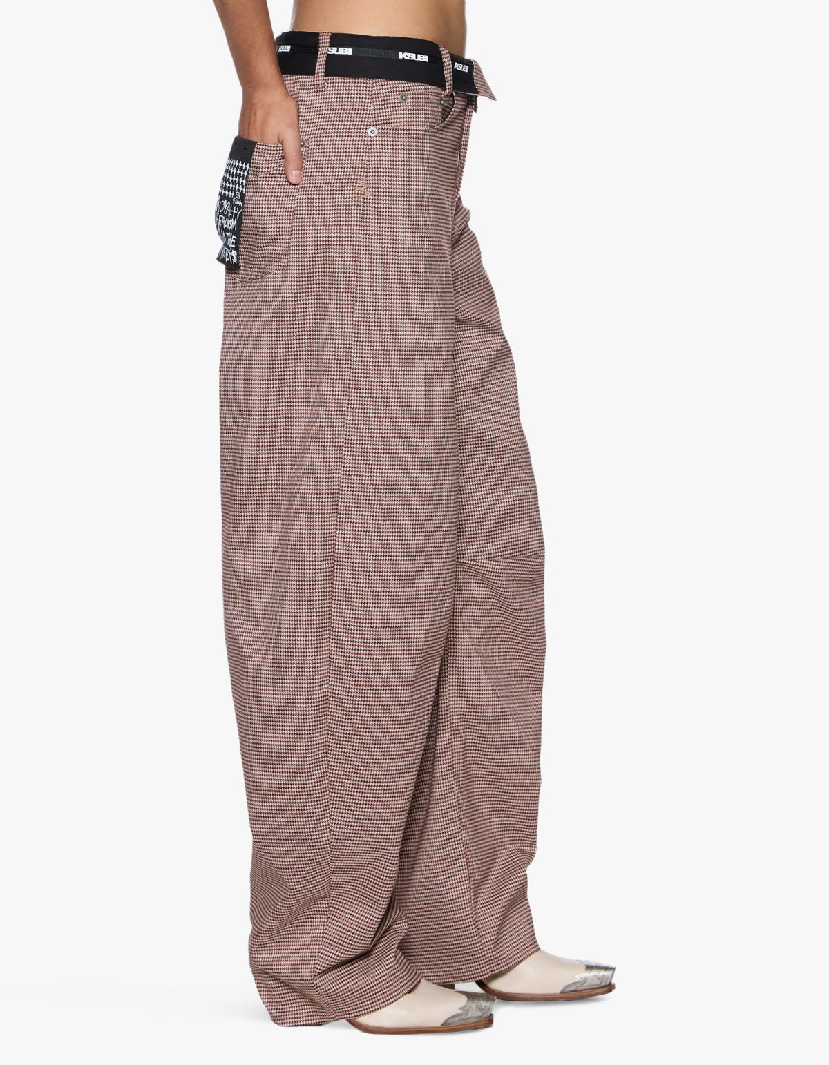 Barrel Trouser Flip - Houndstooth