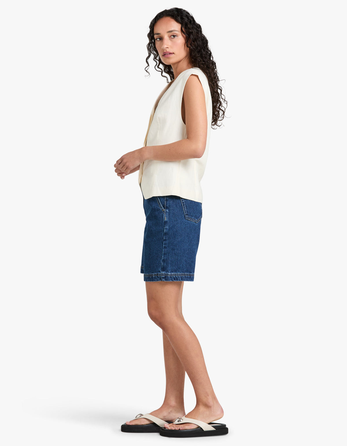 Minimal Tailored Vest - Ivory