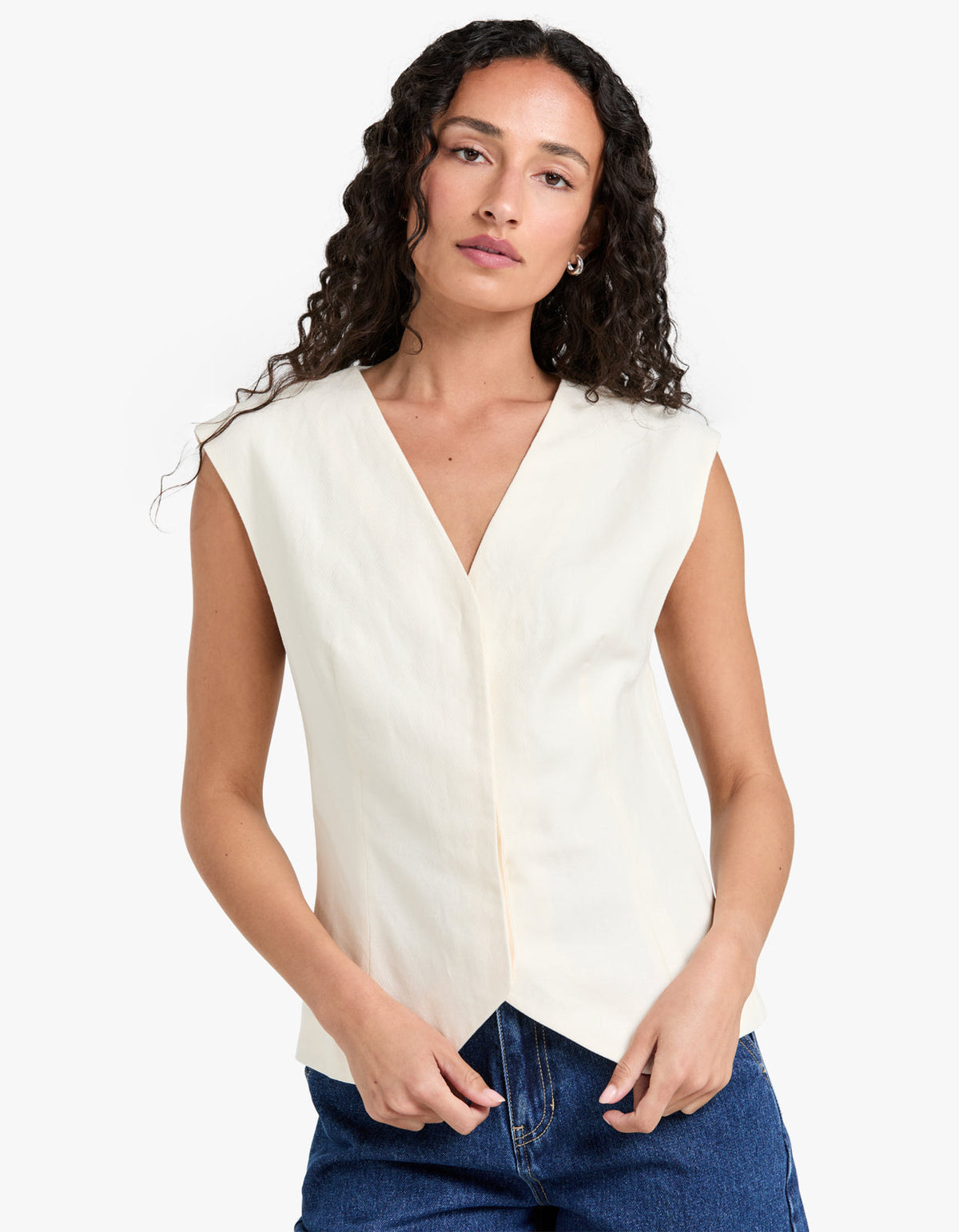 Minimal Tailored Vest - Ivory