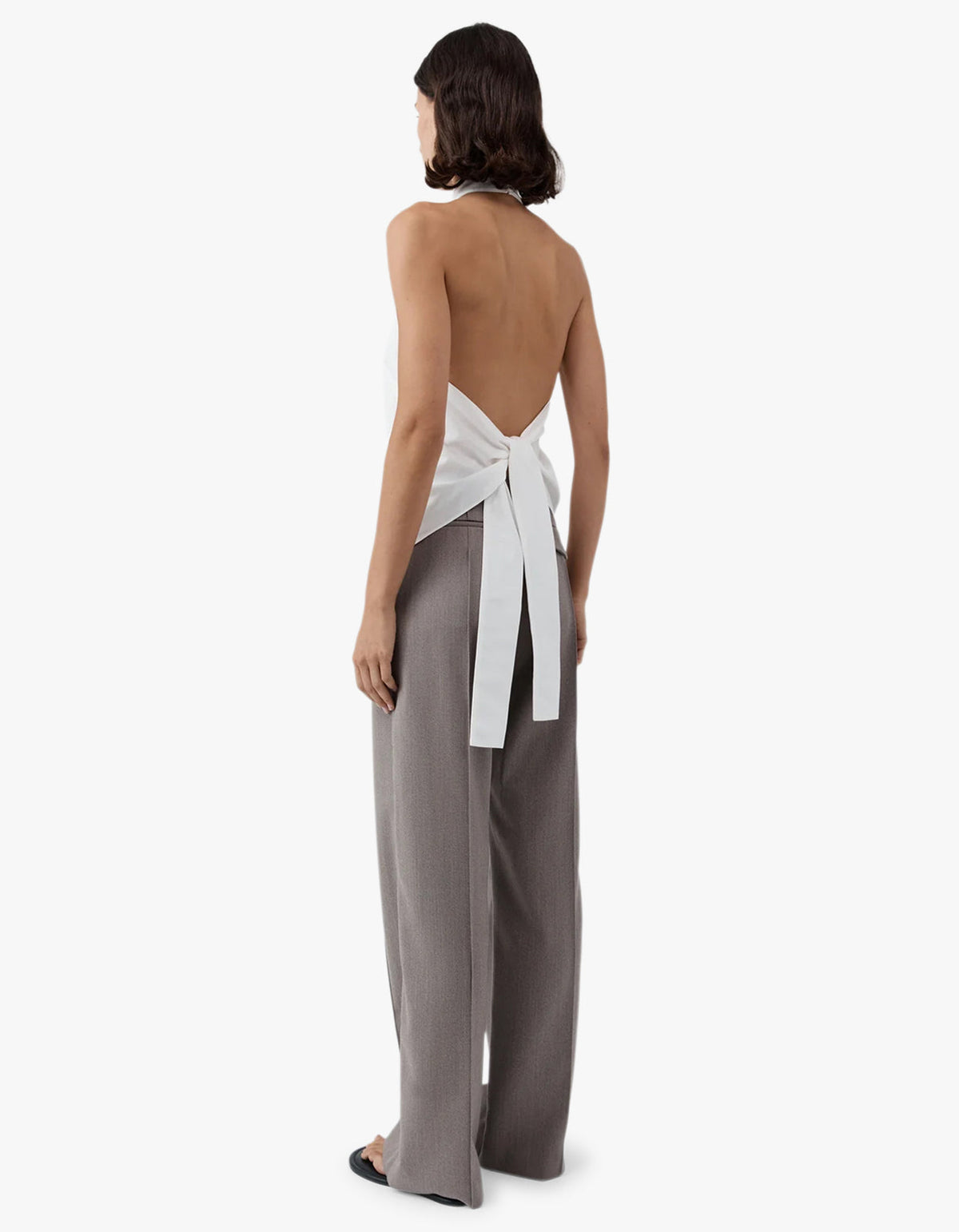 Oxford Halter Tie Back Top - White