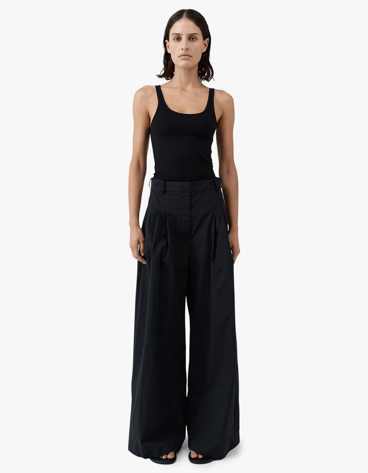 Soft Jersey Slim Scoop Tank - Jet Black