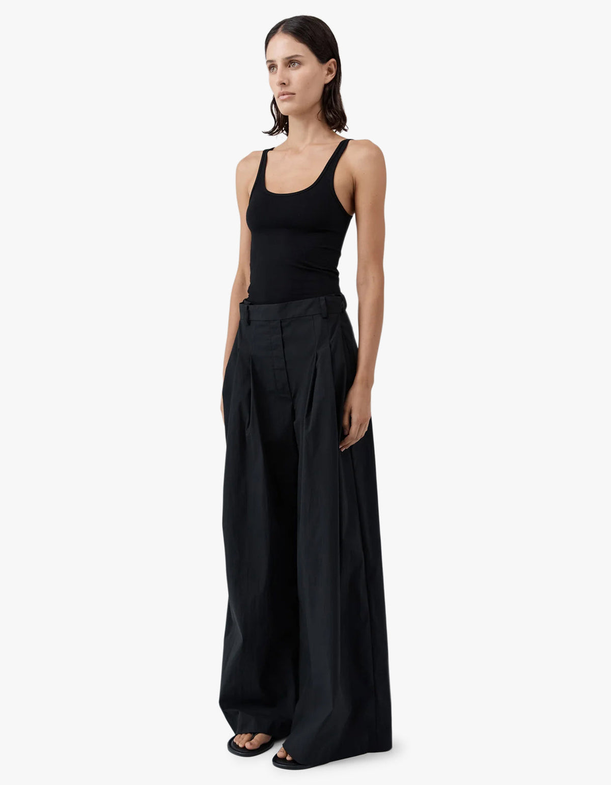 Soft Jersey Slim Scoop Tank - Jet Black