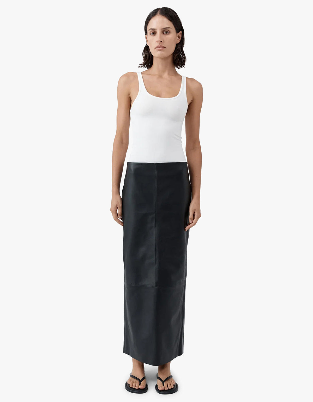 Soft Jersey Slim Scoop Tank - White