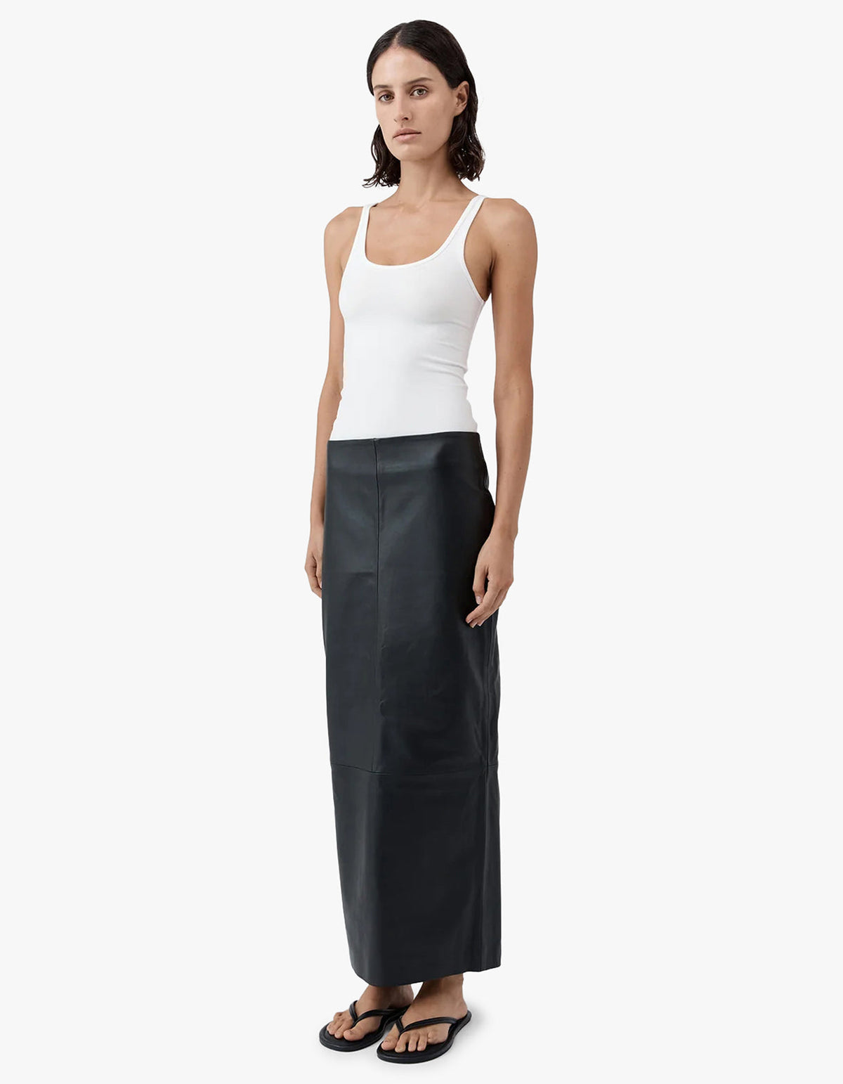 Soft Jersey Slim Scoop Tank - White