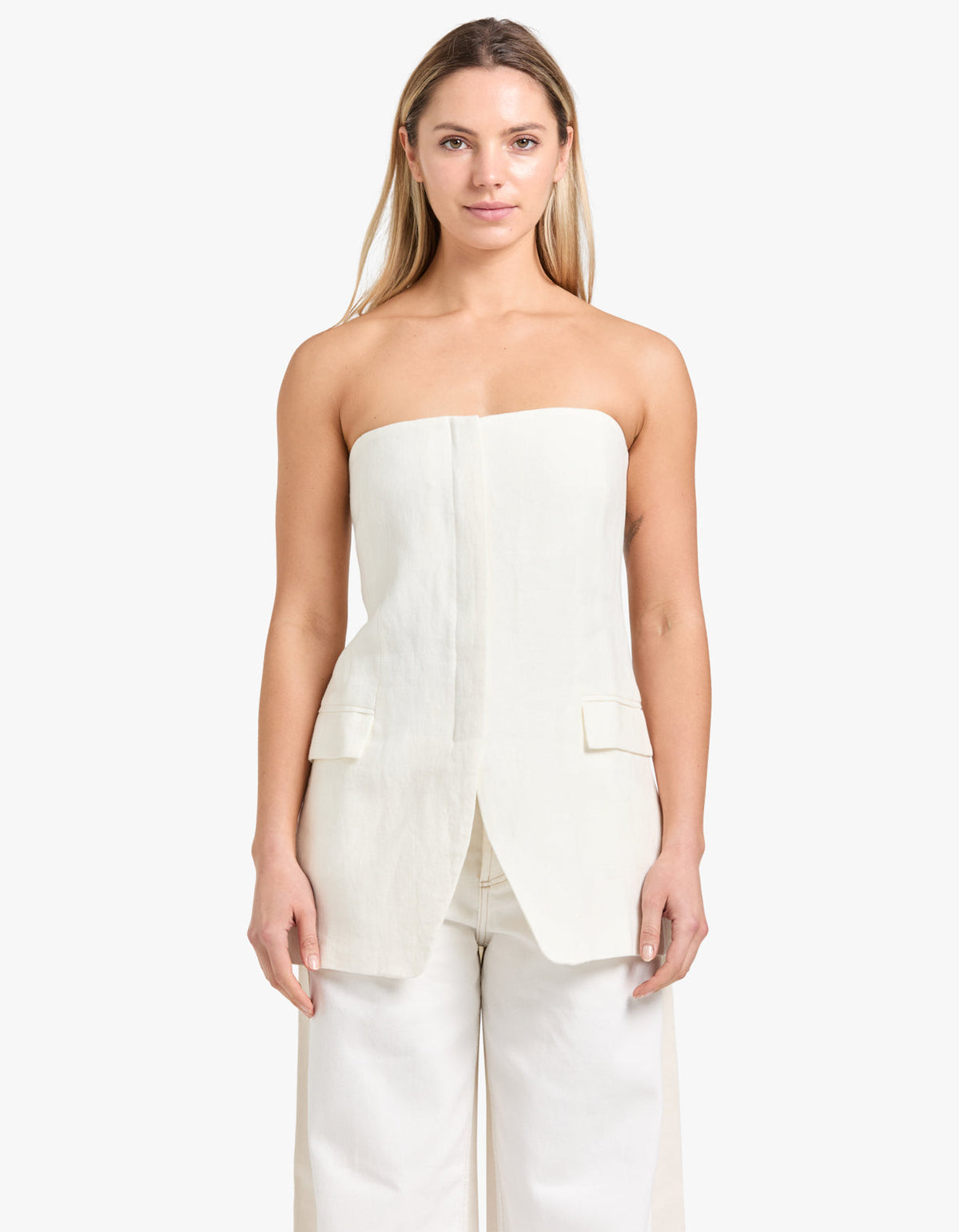Tailored Strapless Top - Ivory