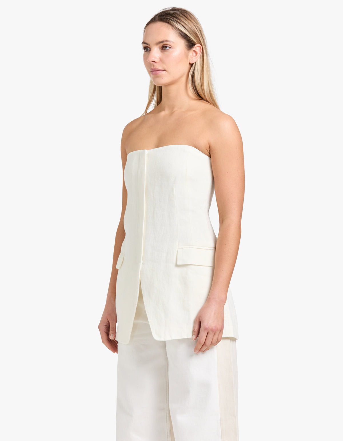 Tailored Strapless Top - Ivory