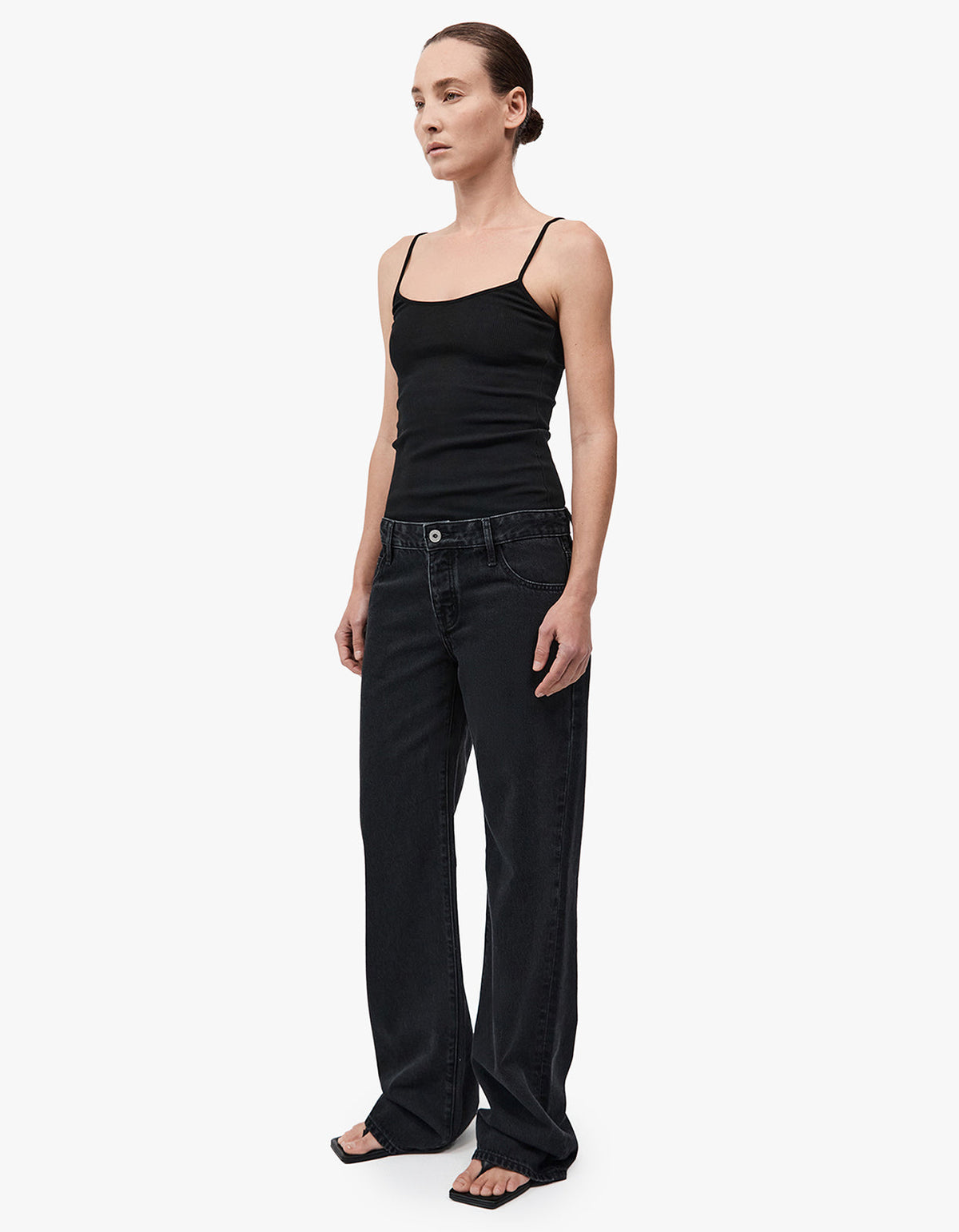 90S Low Rise Jeans - Washed Black