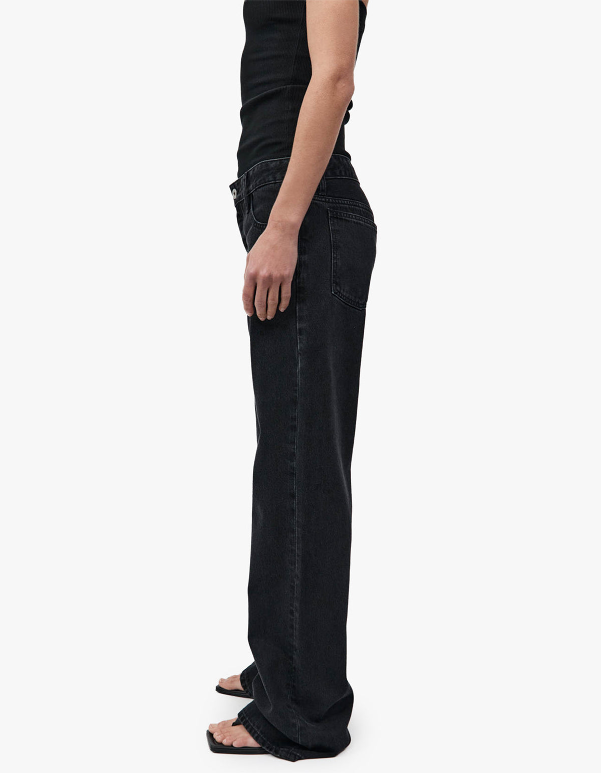 90S Low Rise Jeans - Washed Black