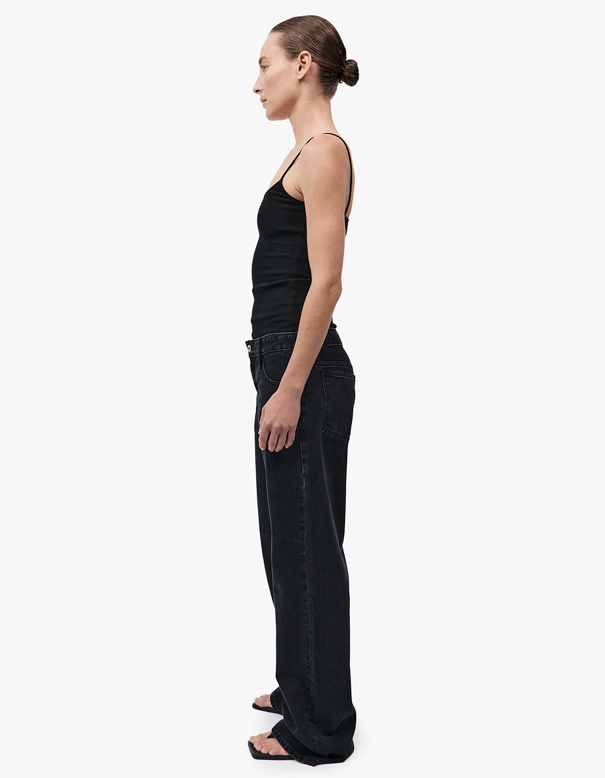 90S Low Rise Jeans - Washed Black