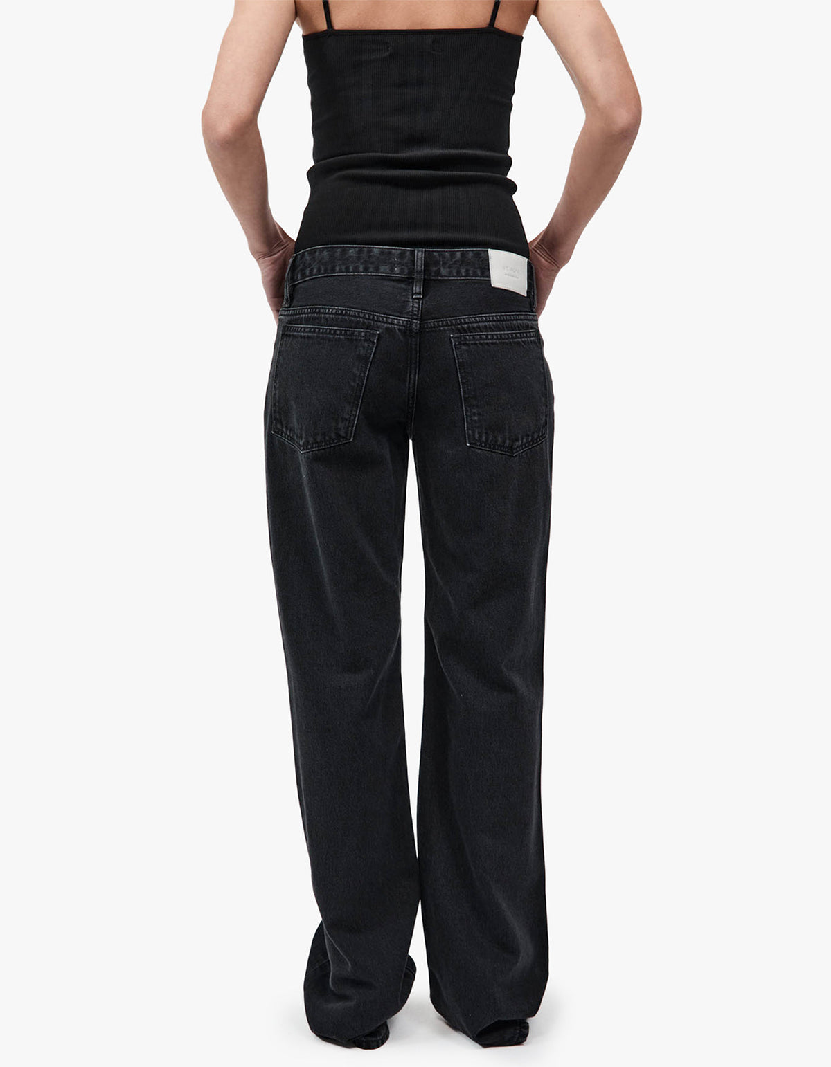 90S Low Rise Jeans - Washed Black