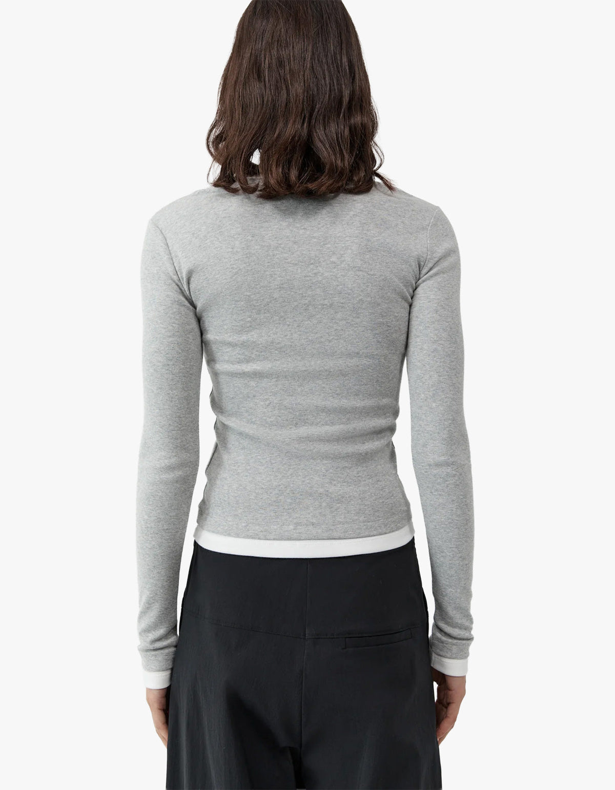Organic Cotton Layered Long Sleeve Top - Grey Marle