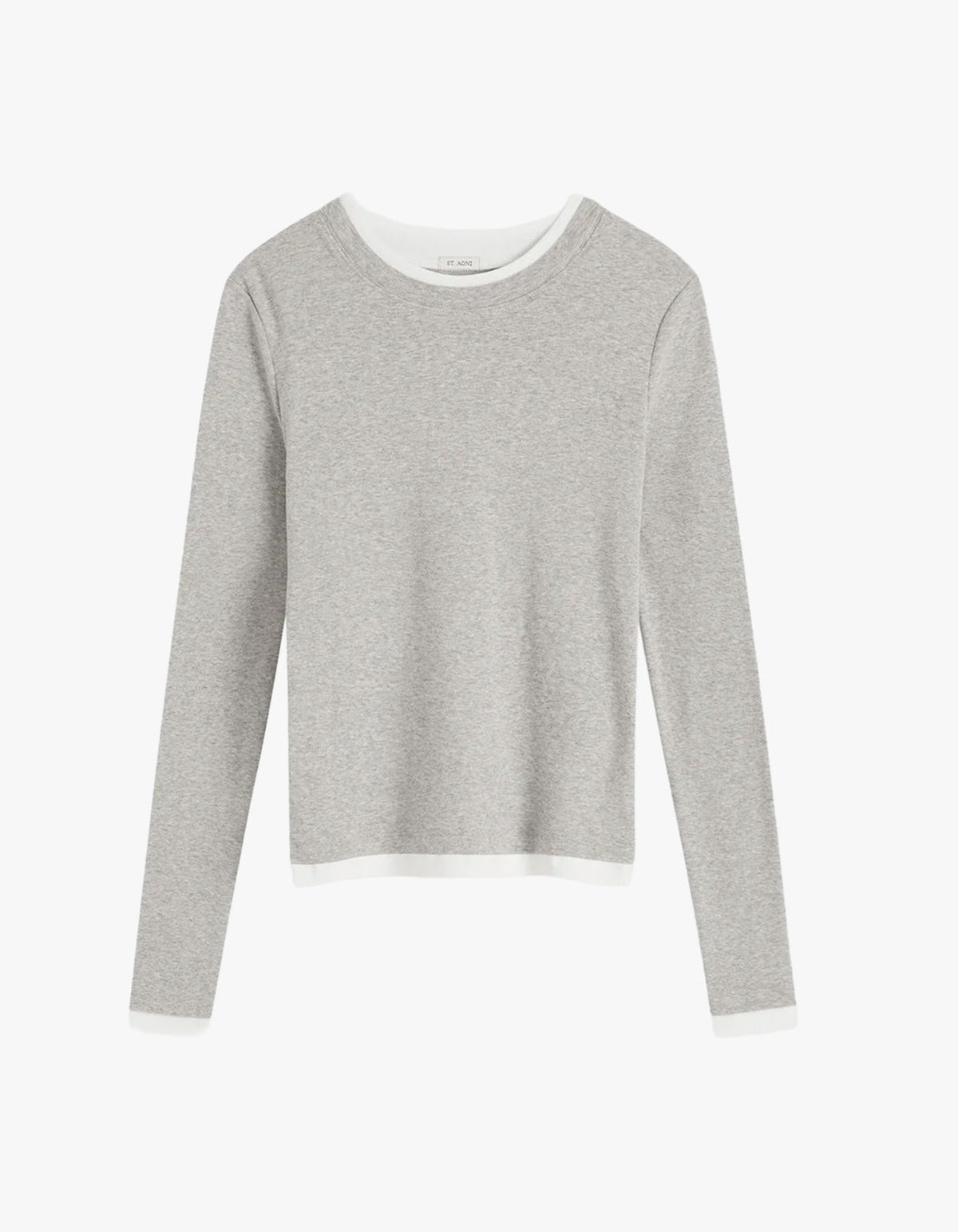 Organic Cotton Layered Long Sleeve Top - Grey Marle