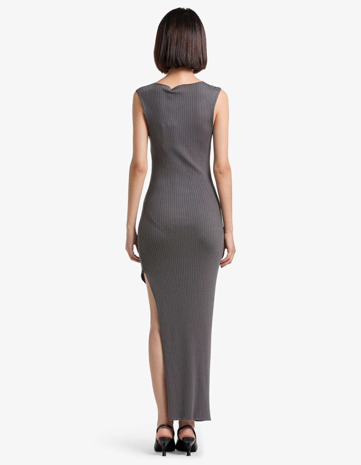 Cut Away Knit Dress - Stone Grey