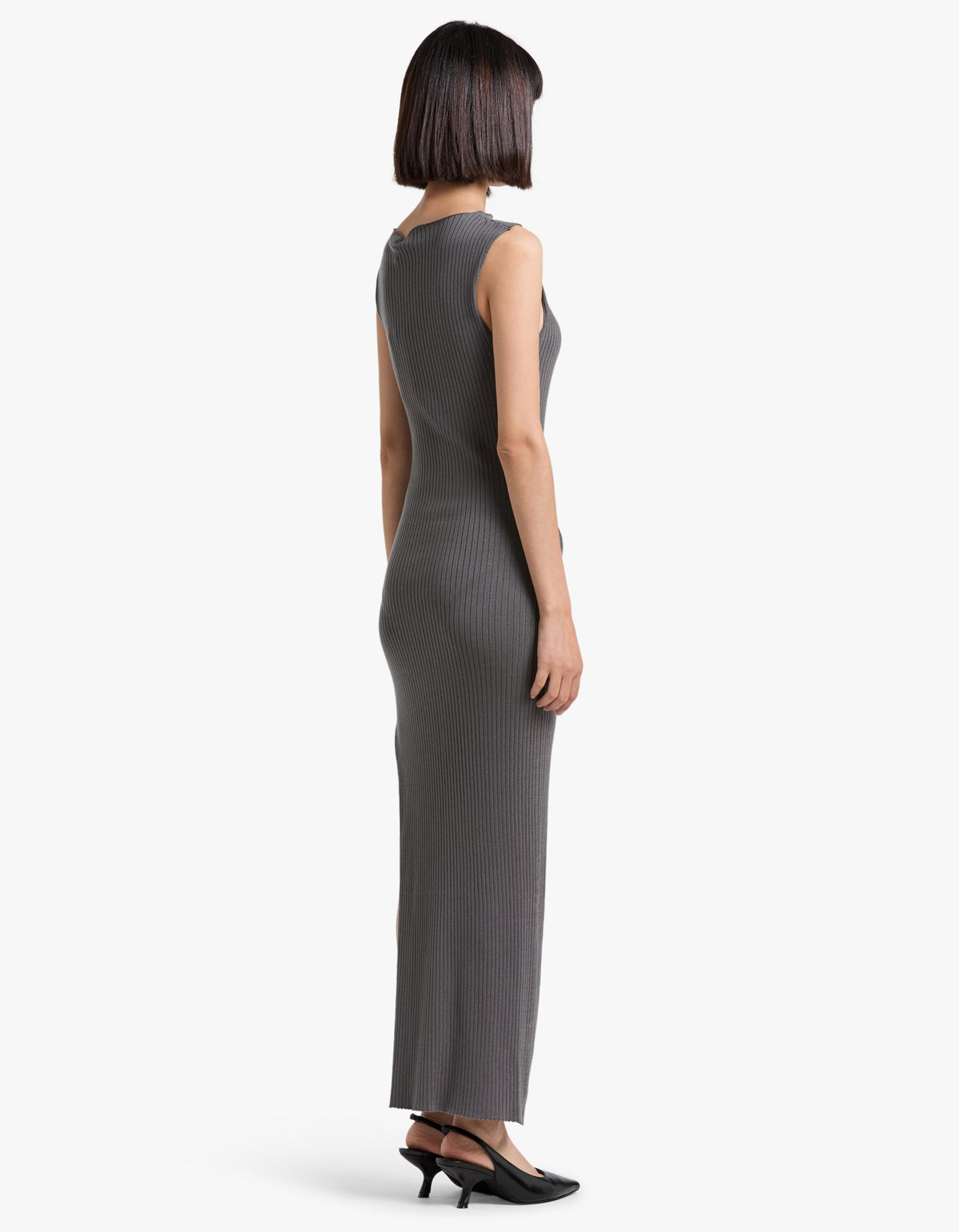 Cut Away Knit Dress - Stone Grey