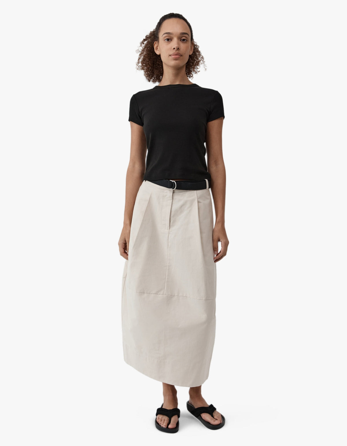 Canvas Pleat Cocoon Skirt - Shell