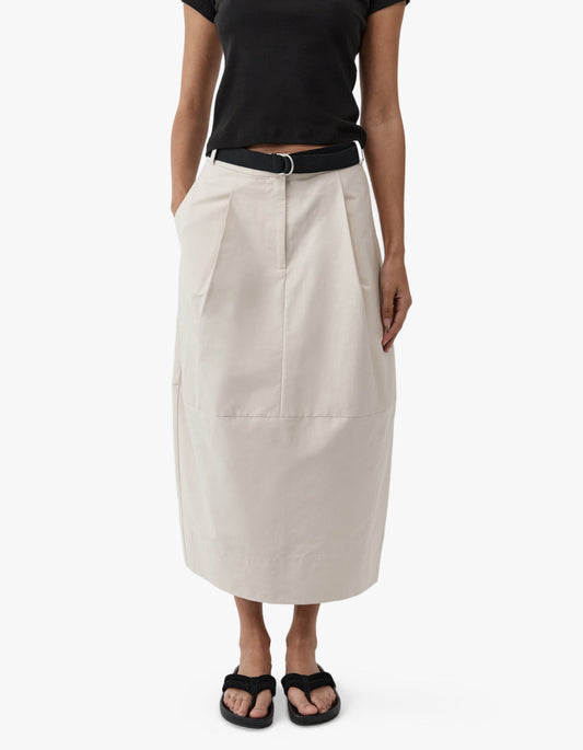 Canvas Pleat Cocoon Skirt - Shell