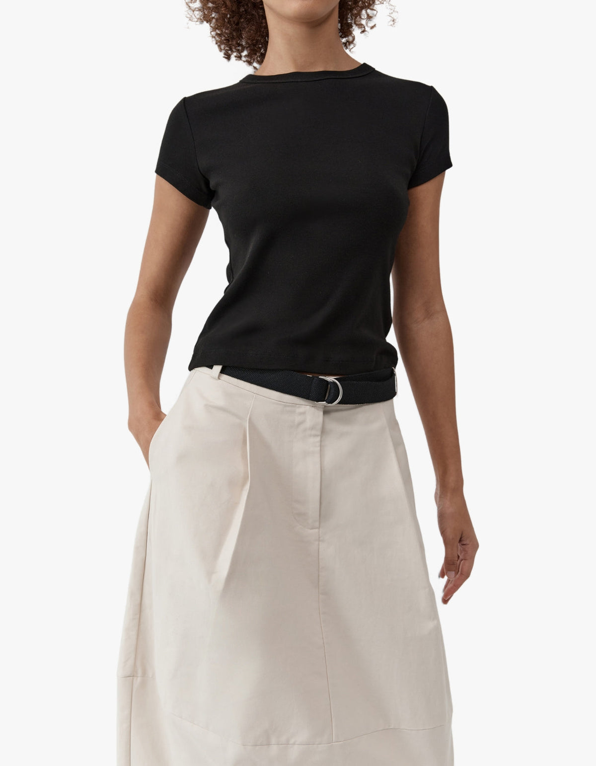 Canvas Pleat Cocoon Skirt - Shell