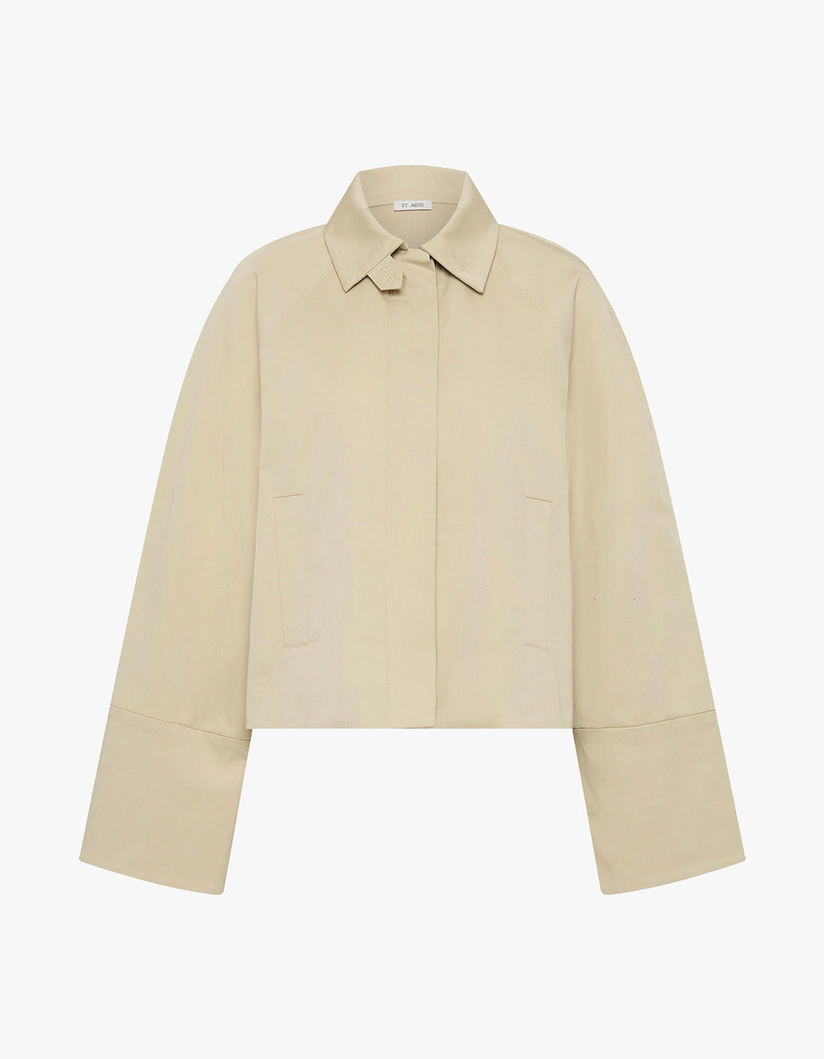 Cropped Cotton Shirt Jacket - Champagne