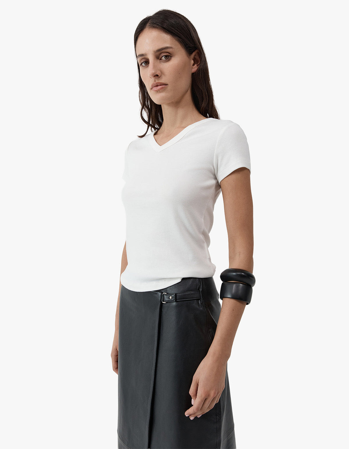 Organic Cotton V Neck Tee - White
