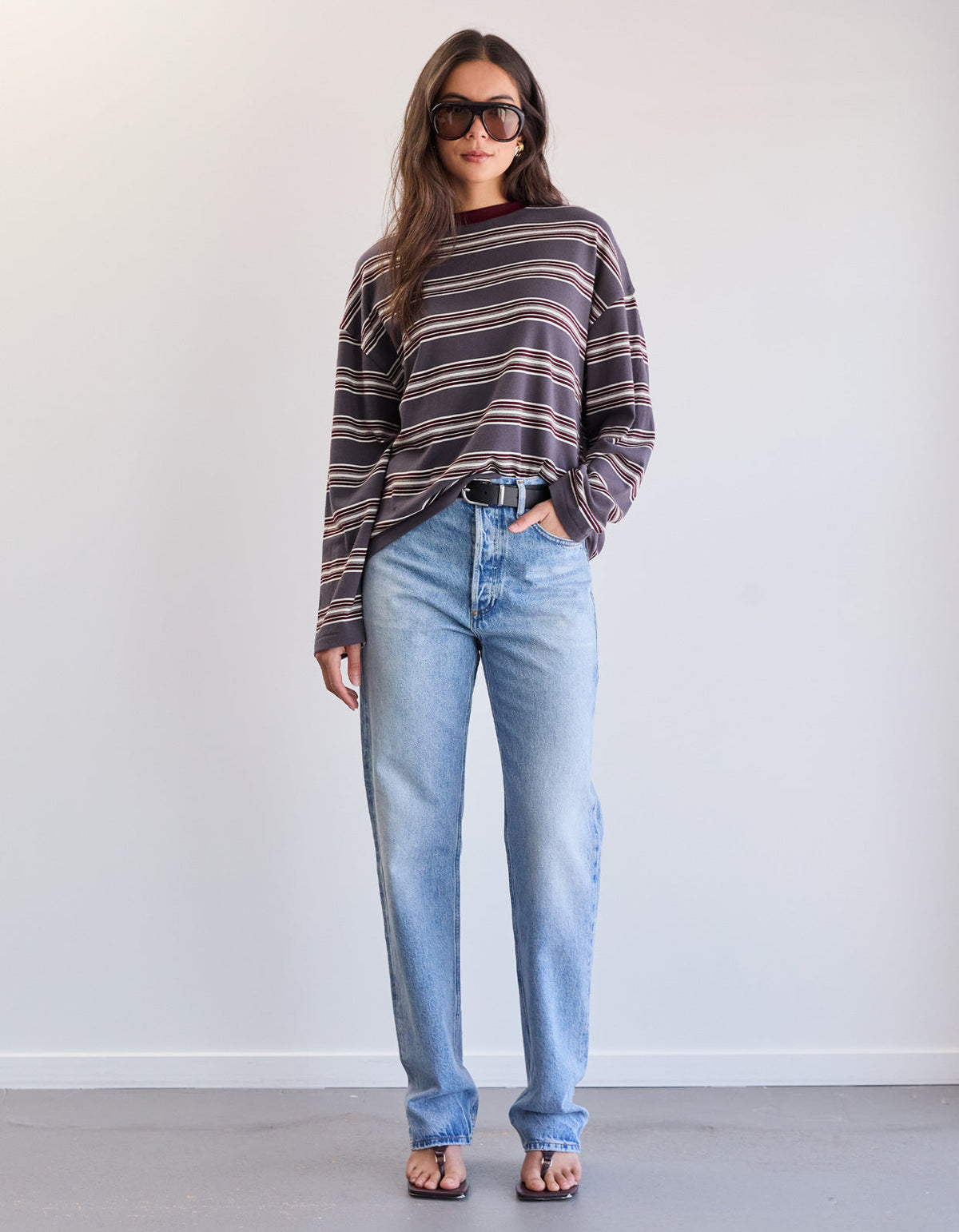 Bonnie L/S Stripe Tee - Dove Stripe