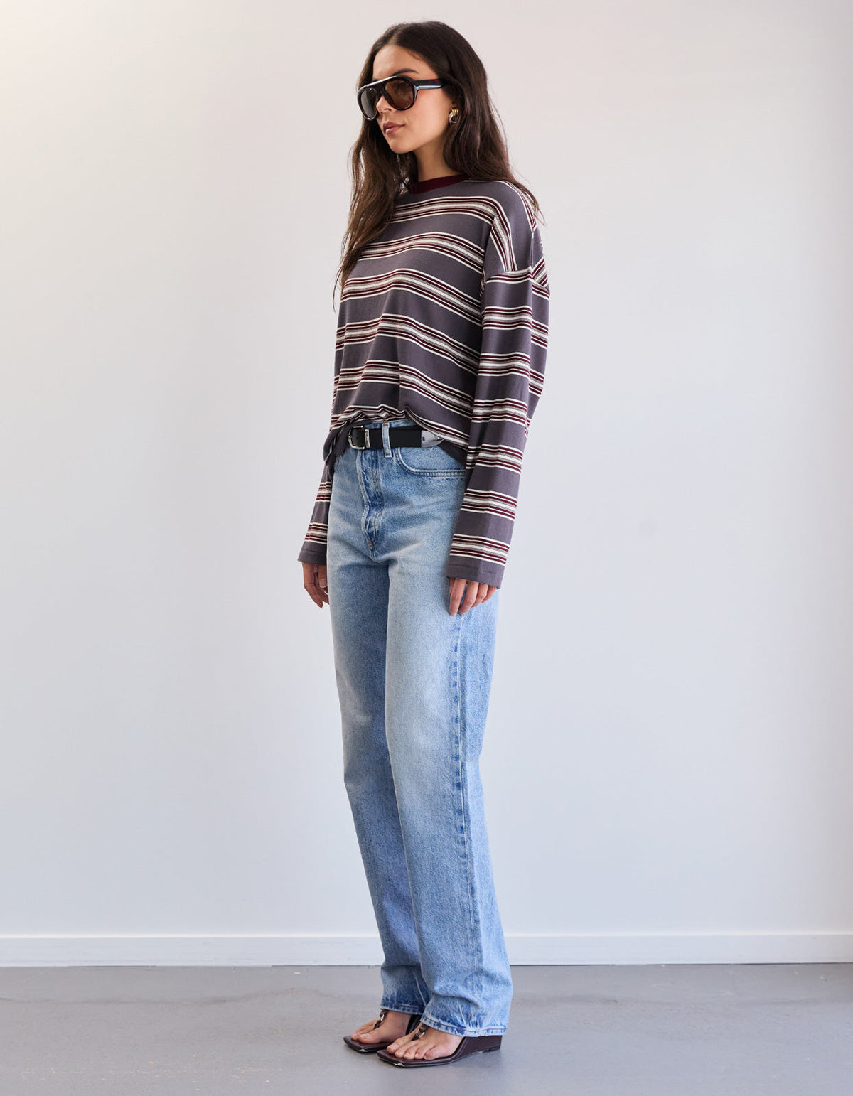 Bonnie L/S Stripe Tee - Dove Stripe